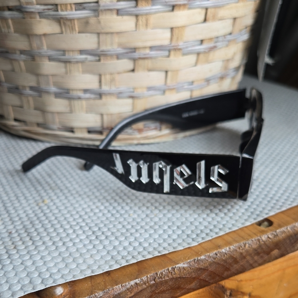 Black Rectangular Gothic-Style Sunglasses - image 2
